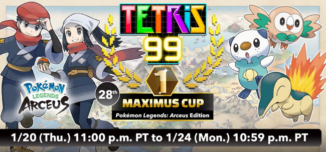 Viste a Tetris 99 con el nuevo tema de Leyendas Pokémon: Arceus
